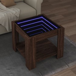 Sonata H Маса за кафе с LED, кафяв дъб, 53x53x45 см, инженерно дърво - Холни маси