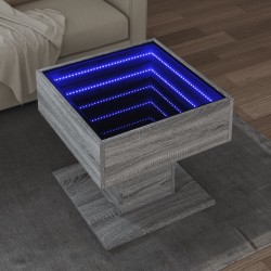 Sonata H Маса за кафе с LED, сив сонома, 50x50x45 см, инженерно дърво - Маси
