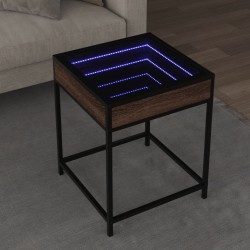 Sonata H Маса за кафе с Infinity LED, кафяв дъб, 40x40x51 см - Холни маси
