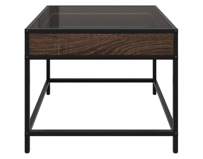 Sonata H Маса за кафе с Infinity LED, кафяв дъб, 50x50x41 см