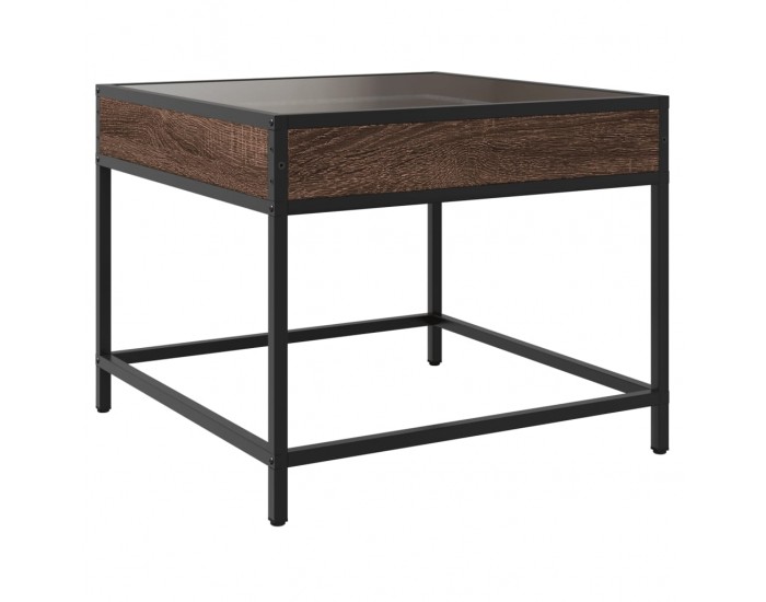 Sonata H Маса за кафе с Infinity LED, кафяв дъб, 50x50x41 см