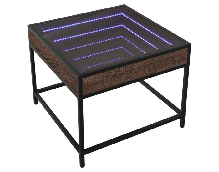 Sonata H Маса за кафе с Infinity LED, кафяв дъб, 50x50x41 см