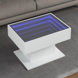 Sonata H Маса за кафе с LED, бяла, 70x50x45 см, инженерно дърво - Холни маси