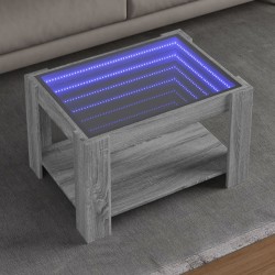Sonata H Маса за кафе с LED, сив сонома, 73x53x45 см, инженерно дърво - Холни маси