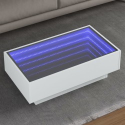 Sonata H Маса за кафе с LED, бяла, 90x50x30 см, инженерно дърво - Маси