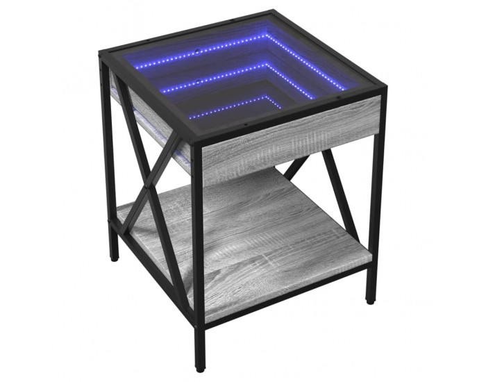 Sonata H Маса за кафе с Infinity LED, сив сонома, 40x40x49 см