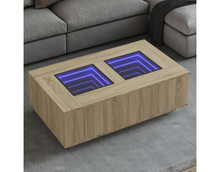 Sonata H Маса за кафе с Infinity LED, сонома дъб, 116x69x40 см