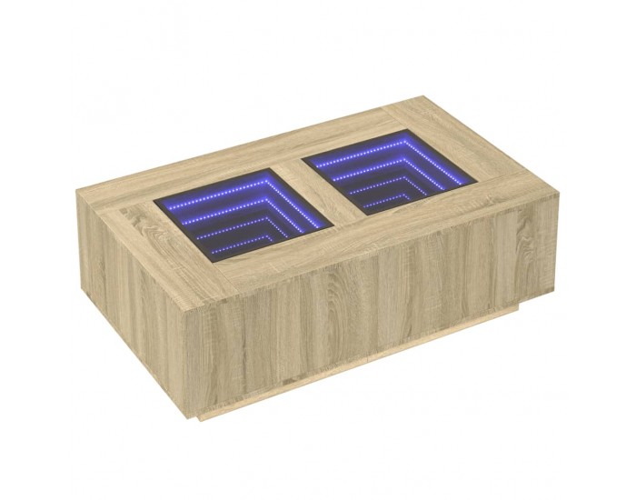 Sonata H Маса за кафе с Infinity LED, сонома дъб, 116x69x40 см