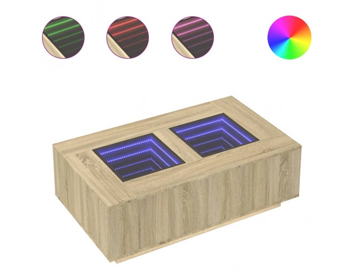 Sonata H Маса за кафе с Infinity LED, сонома дъб, 116x69x40 см