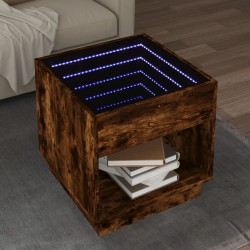 Sonata H Маса за кафе с Infinity LED, опушен дъб, 50x50x50 см - Холни маси