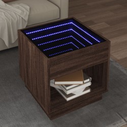 Sonata H Маса за кафе с Infinity LED, кафяв дъб, 50x50x50 см - Холни маси