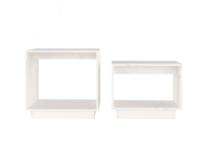 Sonata H Стифиращи масички за кафе, 2 бр, бели, бор масив