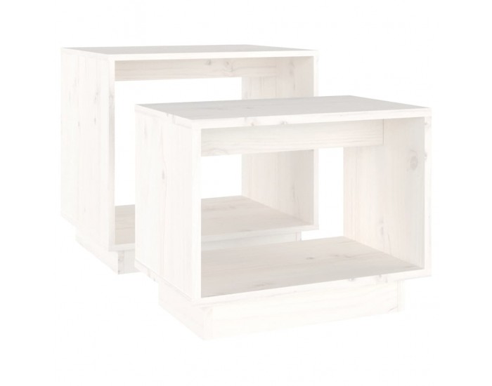 Sonata H Стифиращи масички за кафе, 2 бр, бели, бор масив