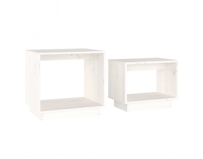 Sonata H Стифиращи масички за кафе, 2 бр, бели, бор масив