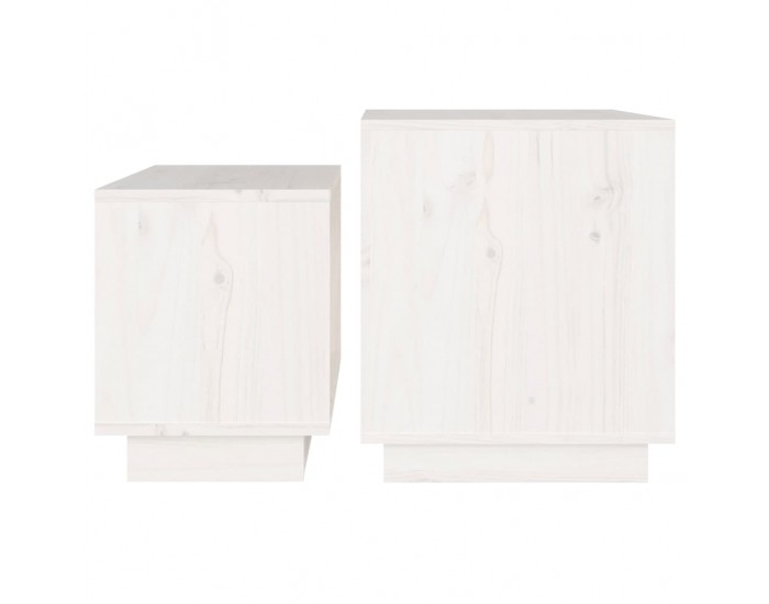 Sonata H Стифиращи масички за кафе, 2 бр, бели, бор масив