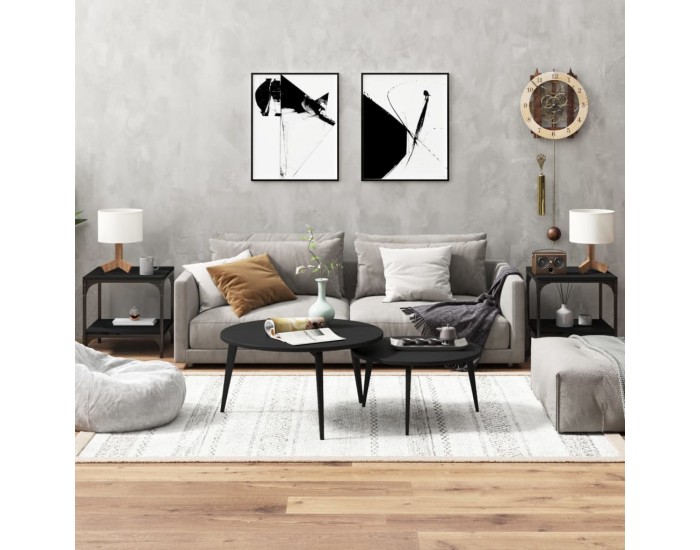 Sonata H Странични маси, 2 бр, черни, 40x40x40 см, инженерно дърво