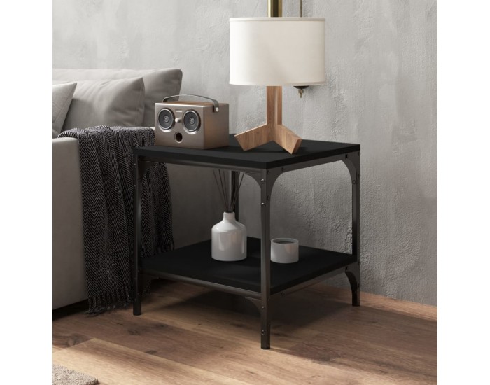 Sonata H Странични маси, 2 бр, черни, 40x40x40 см, инженерно дърво