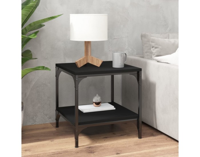 Sonata H Странични маси, 2 бр, черни, 40x40x40 см, инженерно дърво