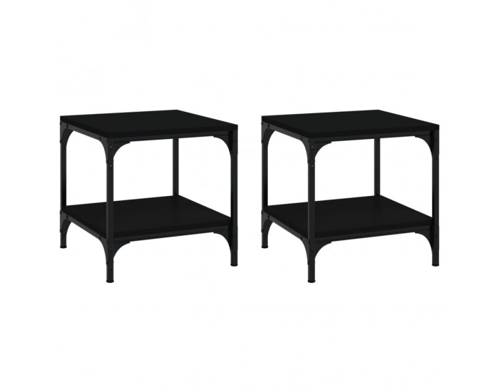 Sonata H Странични маси, 2 бр, черни, 40x40x40 см, инженерно дърво