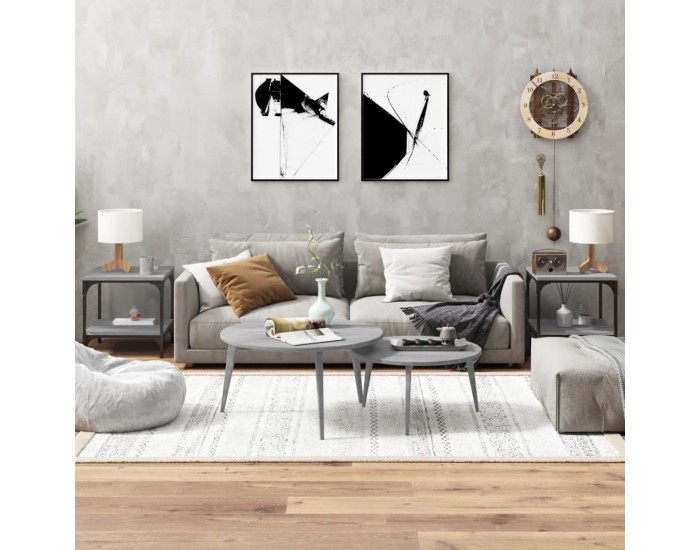 Sonata H Странични маси, 2 бр, сив сонома, 40x40x40 см, инженерно дърво