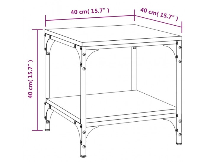 Sonata H Странични маси, 2 бр, сив сонома, 40x40x40 см, инженерно дърво