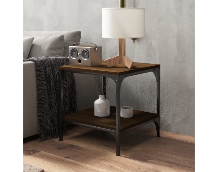 Sonata H Странични маси, 2 бр, Кафяв дъб, 40x40x40 см, инженерно дърво