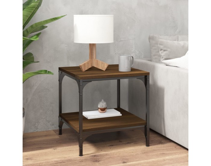 Sonata H Странични маси, 2 бр, Кафяв дъб, 40x40x40 см, инженерно дърво