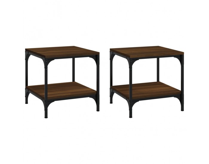 Sonata H Странични маси, 2 бр, Кафяв дъб, 40x40x40 см, инженерно дърво