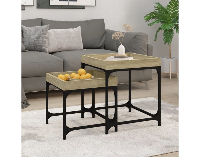 Sonata H Странични маси, 2 бр, дъб сонома, инженерно дърво