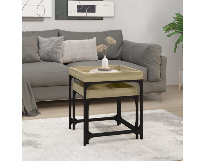 Sonata H Странични маси, 2 бр, дъб сонома, инженерно дърво