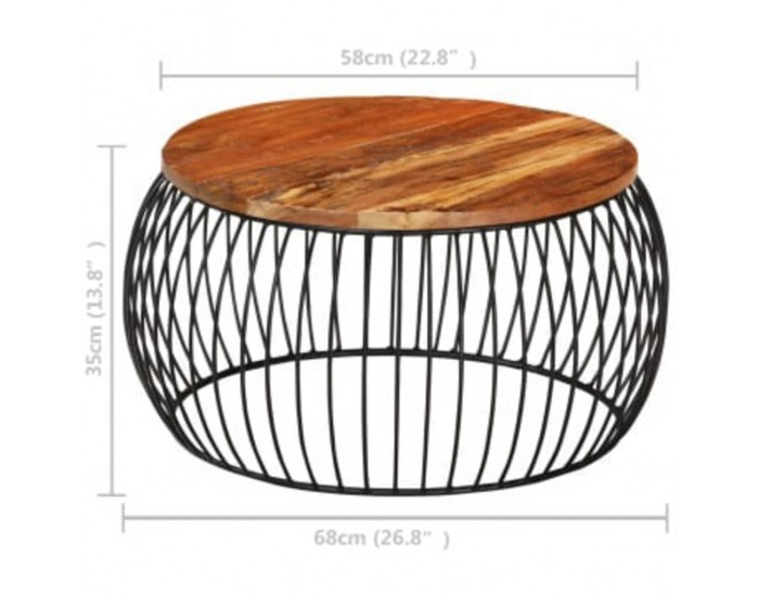 Sonata H Маса за кафе, Ø68 cм, регенерирано дърво масив