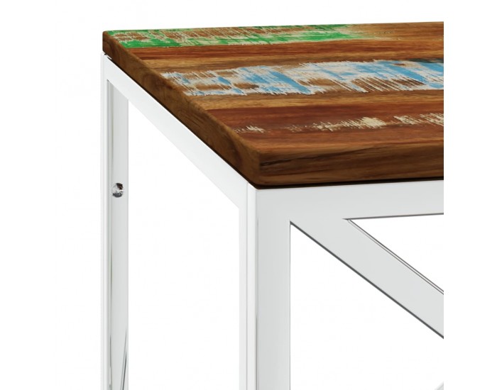 Sonata H Маса за кафе, неръждаема стомана и регенерирано дърво масив