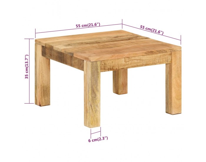 Sonata H Маса за кафе, 55x55x35 см, масивно мангово дърво