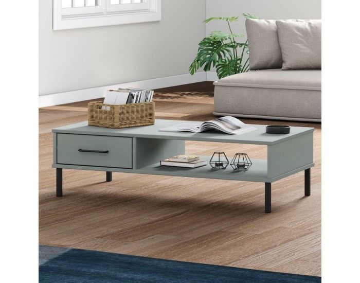 Sonata H Кафе маса с метални крака сива бор масив OSLO