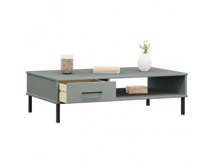 Sonata H Кафе маса с метални крака сива бор масив OSLO