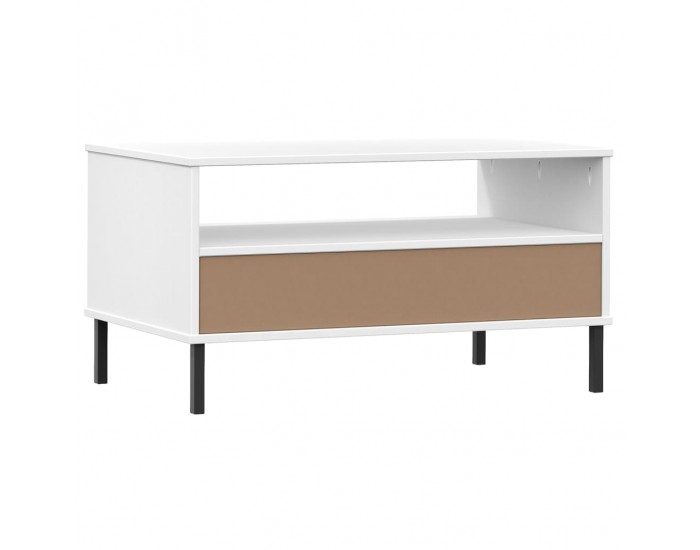 Sonata H Кафе маса с метални крака бяла 85x50x45 см масивно дърво OSLO