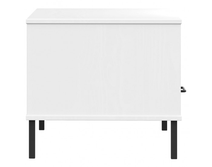 Sonata H Кафе маса с метални крака бяла 85x50x45 см масивно дърво OSLO