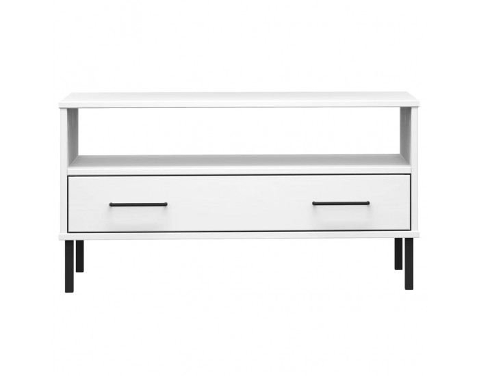 Sonata H Кафе маса с метални крака бяла 85x50x45 см масивно дърво OSLO