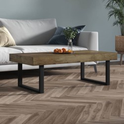 Sonata H Маса за кафе, тъмнокафяво и черно, 120x60x40 см, МДФ и желязо - Холни маси