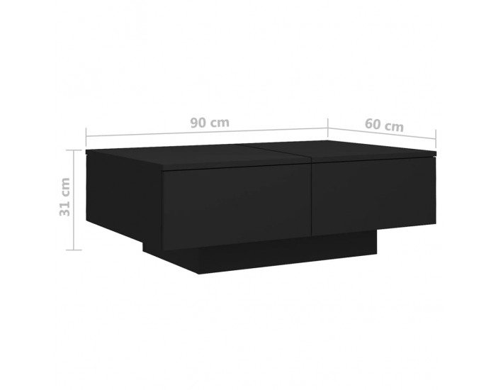 Sonata H Маса за кафе, черна, 90x60x31 см, инженерно дърво