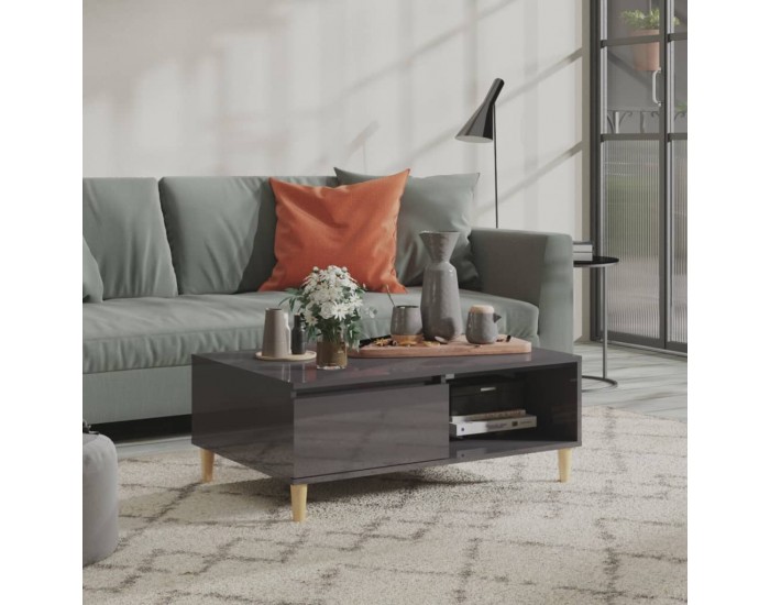 Sonata H Маса за кафе, сив гланц, 90x60x35 см, инженерно дърво