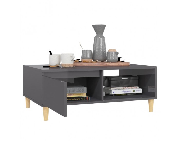 Sonata H Маса за кафе, сив гланц, 90x60x35 см, инженерно дърво