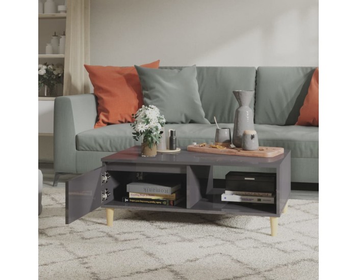 Sonata H Маса за кафе, сив гланц, 90x60x35 см, инженерно дърво