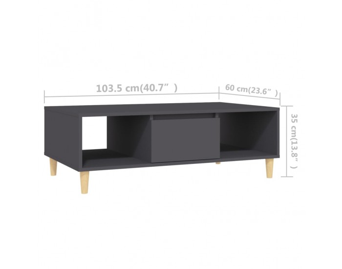 Sonata H Маса за кафе, сива, 103,5x60x35 см, инженерно дърво