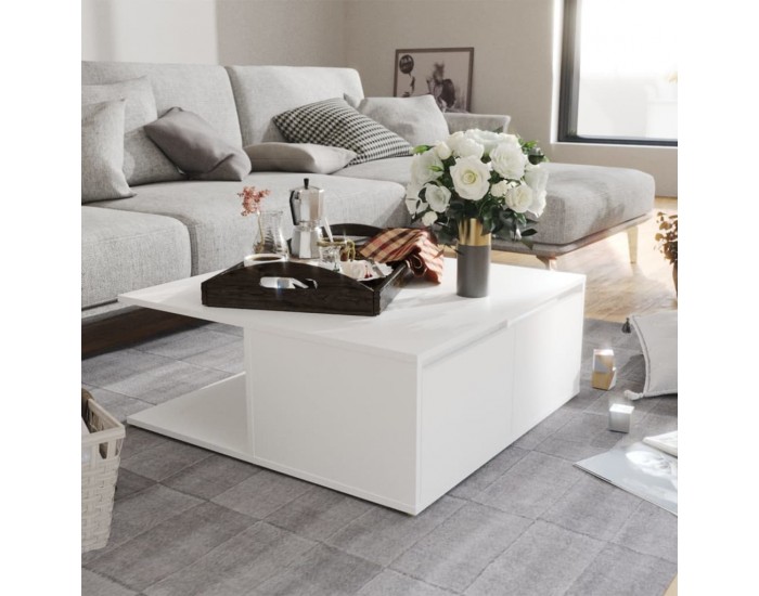 Sonata H Маса за кафе, бяла, 80x80x31 см, инженерно дърво