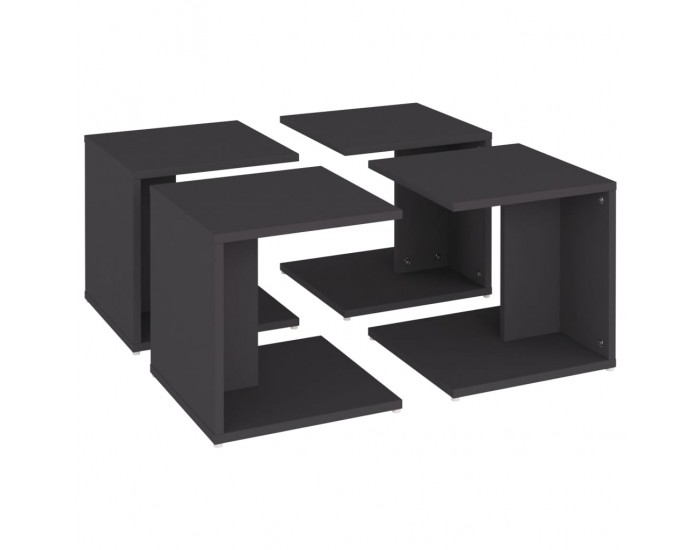 Sonata H Маси за кафе, 4 бр, сиви, 33x33x33 см, инженерно дърво