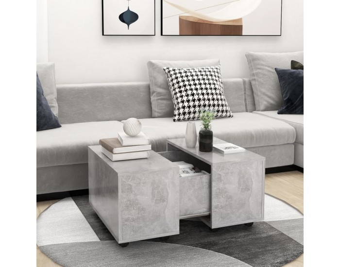 Sonata H Маса за кафе, бетонно сива, 60x60x38 см, инженерно дърво