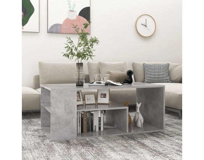Sonata H Маса за кафе, бетонно сива, 100x50x40 см, инженерно дърво