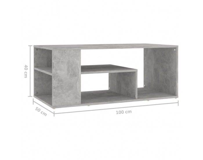 Sonata H Маса за кафе, бетонно сива, 100x50x40 см, инженерно дърво