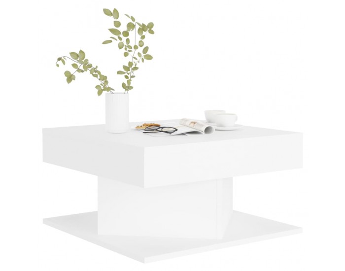 Sonata H Маса за кафе, бяла, 57x57x30 см, инженерно дърво